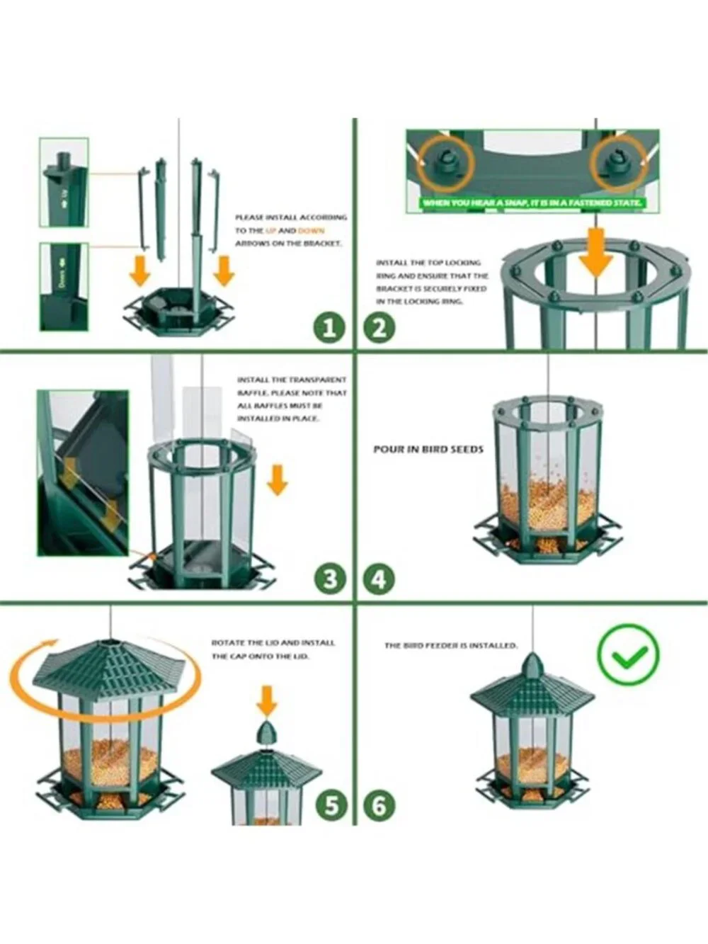 New 2 Pack Bird Feeders for Outdoor Hanging, Retro Pagoda Design Fun
